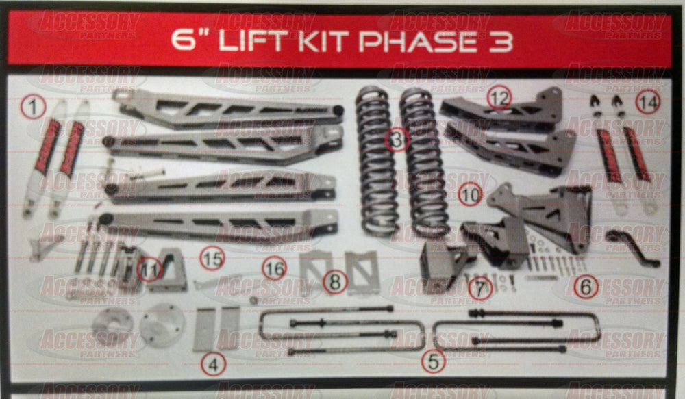 2011-2016 F350 McGaughys 6 Phase 3 Lift Kit w/ Shocks (4WD)