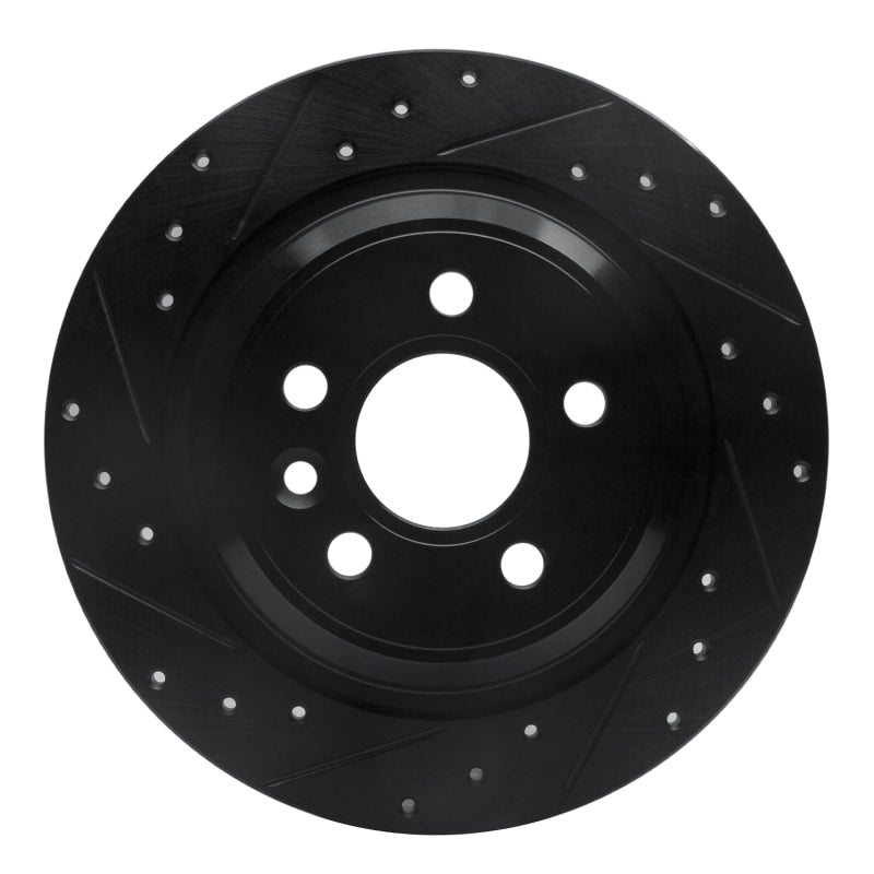 R1 07-18 Volvo V60 Cross Country Rear Left Drilled & Slotted Black Brake Rotor