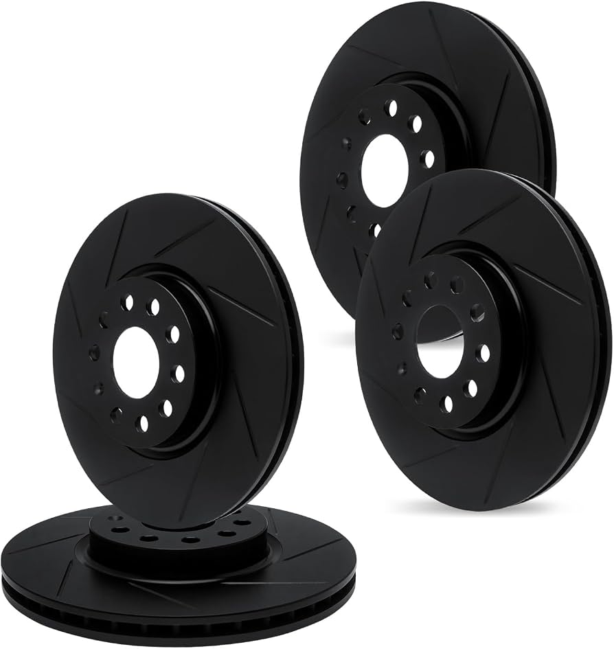 R1 Concepts Brake Rotor- Slotted - Black Fits Cadillac ATS