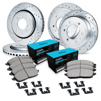 R1 E- Line Series Brake Rotor - D/S - Silver w/ Ceramic Pads Hdw Fits Buick Terraza