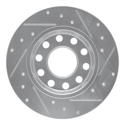 R1 Concepts Brake Rotor Drilled and Slotted Silver Fits Audi A4