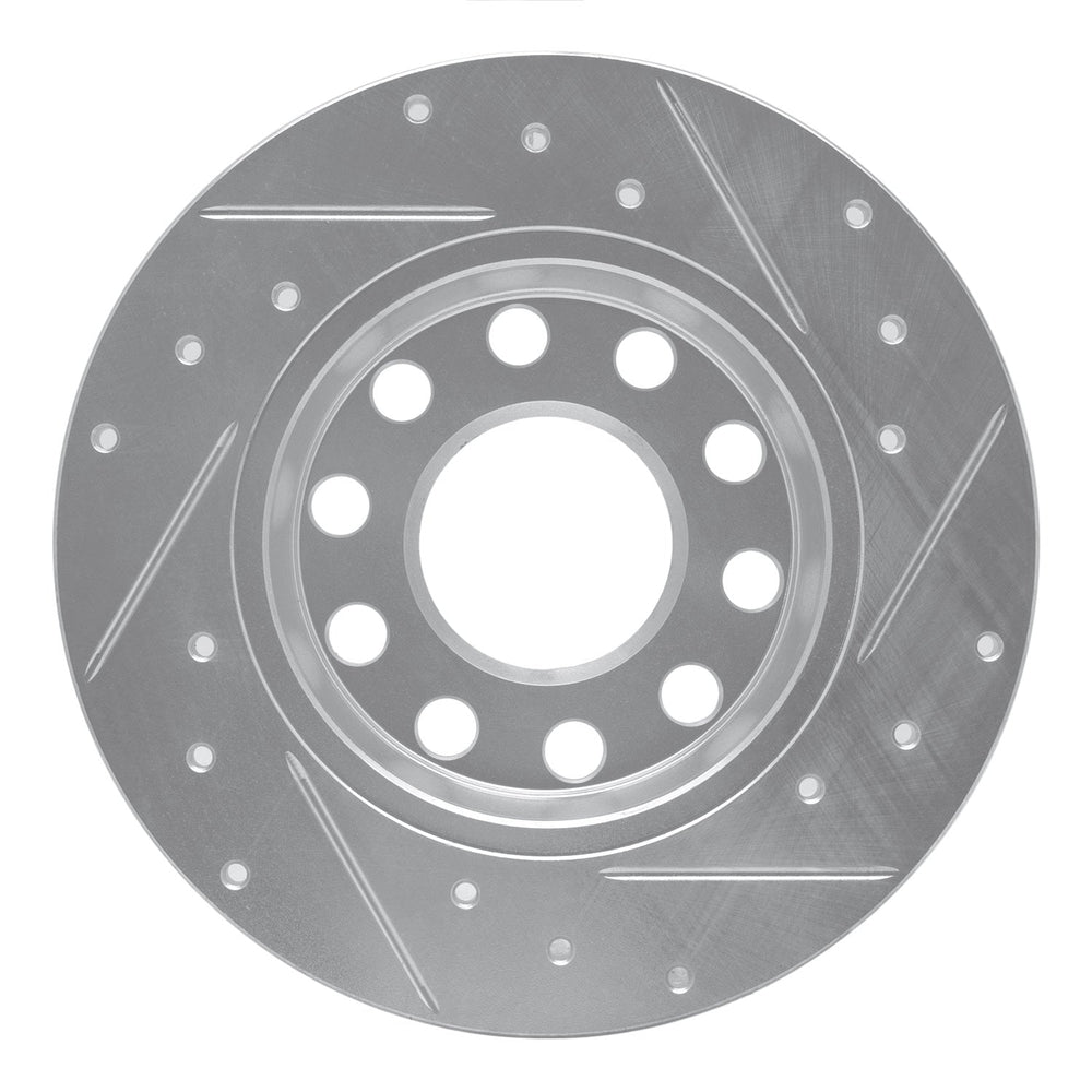 R1 Concepts Brake Rotor Drilled and Slotted Silver Fits Audi A4