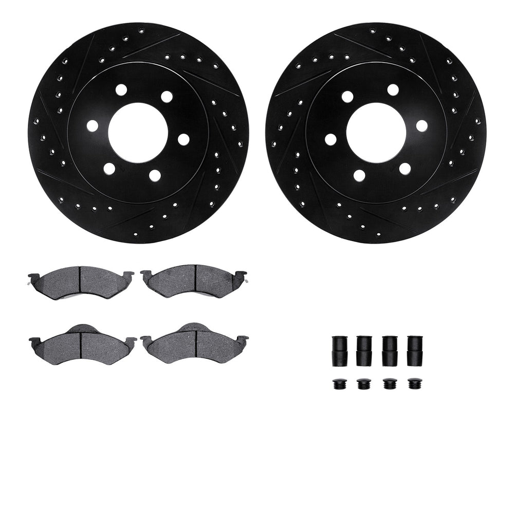 R1 E- Line Series Brake Rotor - D/S - Black w/ Ceramic Pads Hdw Fits Dodge Dakota