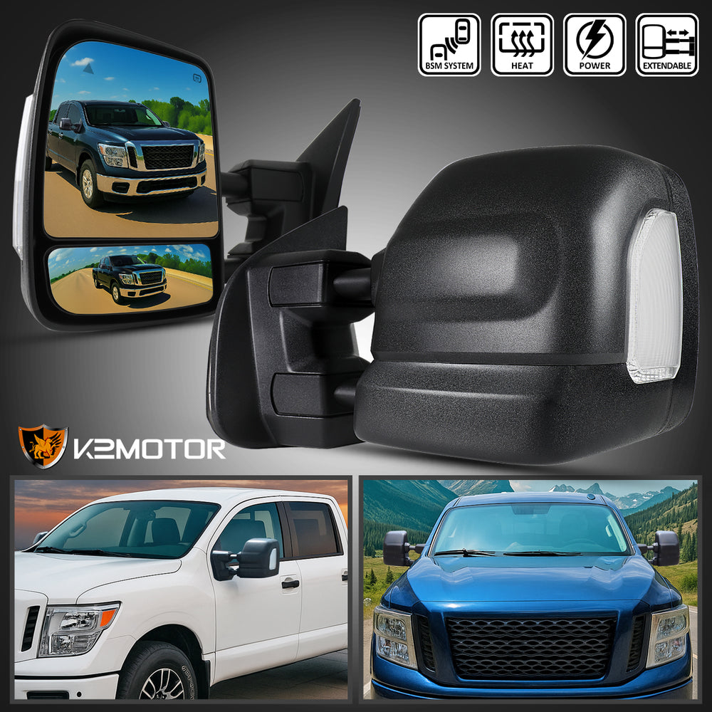 BLACK TOWING MIRROR POWER HEATED / TURN SIGNAL / PUDDLE LAMP / AUXILIARY LAMP