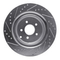 R1 09-24 Infiniti Q70L Rear Right Drilled & Slotted Black Brake Rotor