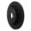 R1 09-24 Infiniti Q70L Rear Right Drilled & Slotted Black Brake Rotor