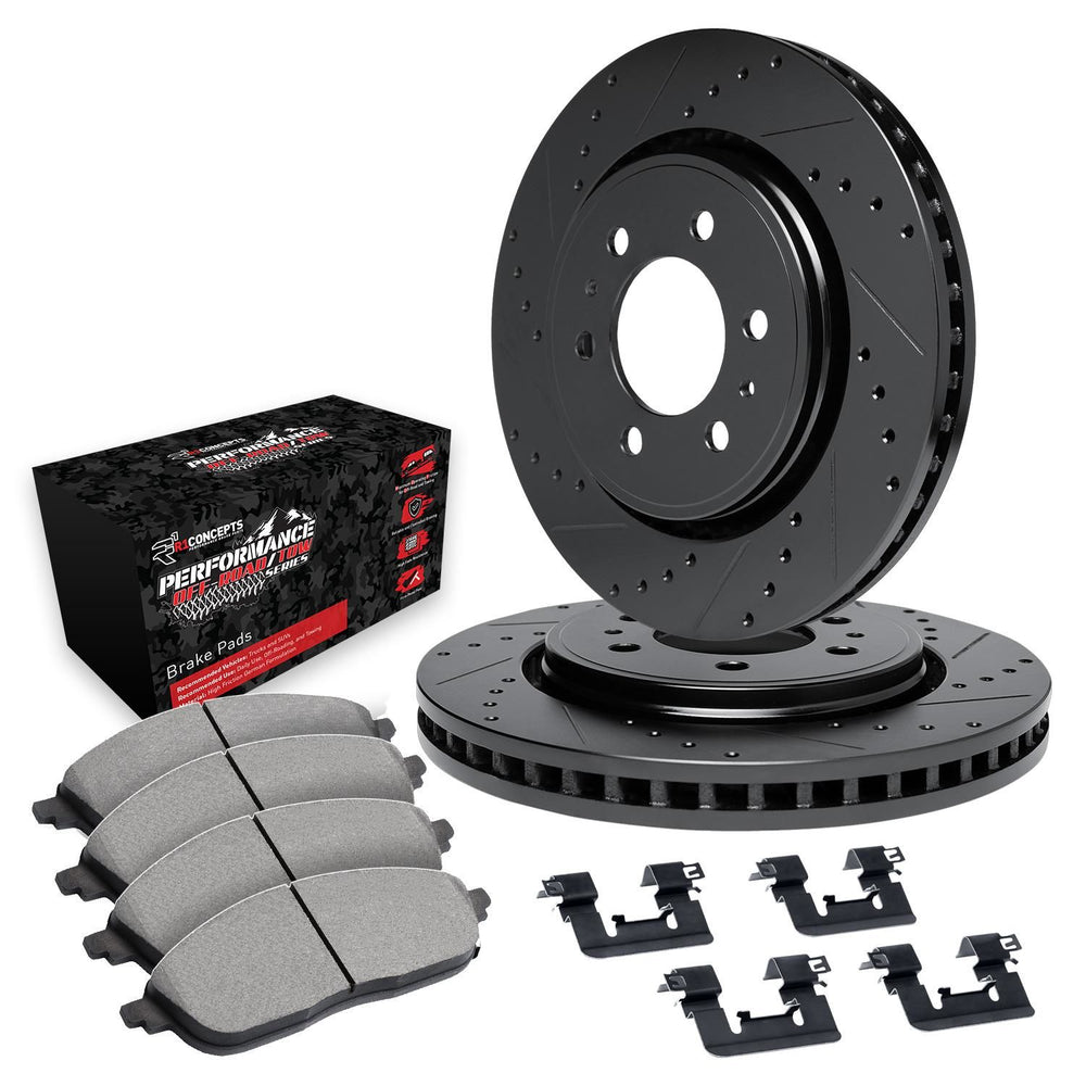 R1 95-04 Toyota 4Runner Front Drill/Slot Black Rotors w/Off-Road/Tow Pads