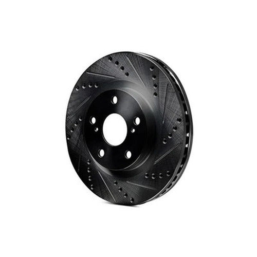 R1 87-90 Dodge Dakota RWD Front Right Drilled & Slotted Black Brake Rotor