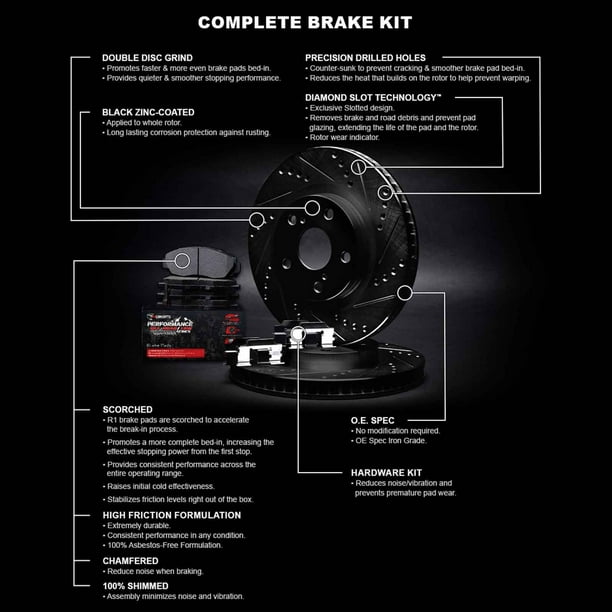 R1 eLINE Series Brake Rotors - D/S - Black - Perf Off-Road/Tow Pads - Hdw Fits Chevrolet C2500