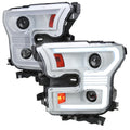 PROJECTOR HEADLIGHTS WITH LED BAR WHITE HOUSING AND CLEAR LENS AMBER REFLECTOR - SWITCHBACK TURN SIGNAL