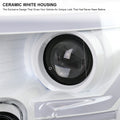 PROJECTOR HEADLIGHTS WITH LED BAR WHITE HOUSING AND CLEAR LENS AMBER REFLECTOR - SWITCHBACK TURN SIGNAL