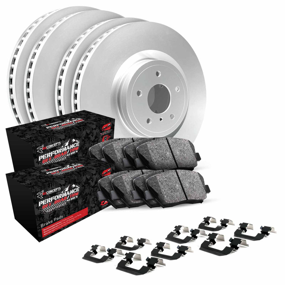 R1 99-07 Chevy Suburban 1500 Front & Rear Carbon Coated Rotor Set w/Off-Road/Tow Pads