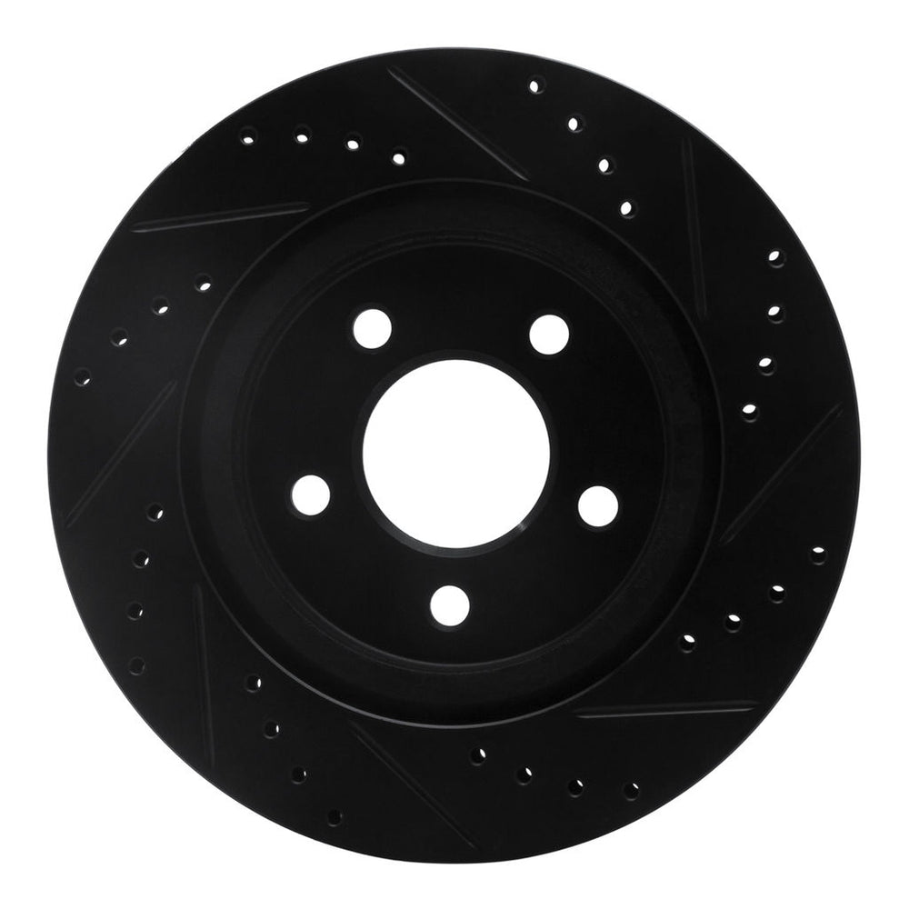 R1 05-14 Ford Mustang Rear Left Drilled & Slotted Black Brake Rotor
