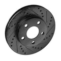 R1 Concepts Black Drilled Slotted Rotors with 5000 Oep Brake Pads Hdw