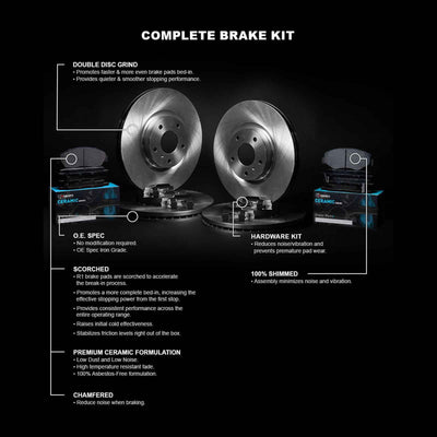 R1 Concepts E- Line Series Brake Rotor with Ceramic Brake Pads Hdw Fits Buick Century