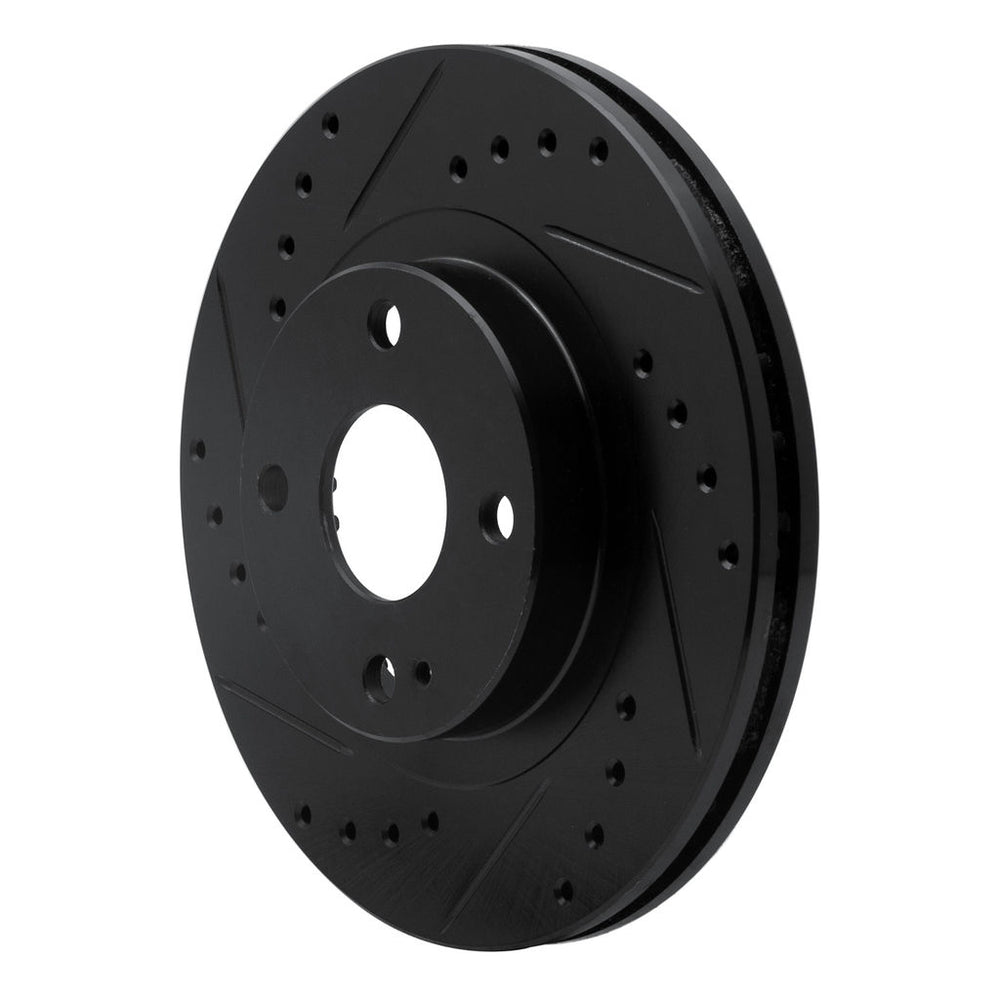 R1 99-03 Mazda Protege Front Left Drilled & Slotted Black Brake Rotor