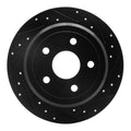 R1 2007-2018 Jeep Wrangler Rear Right Drilled & Slotted Black Brake Rotor