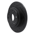 R1 02-04 Acura RL Rear Left Drilled & Slotted Black Brake Rotor