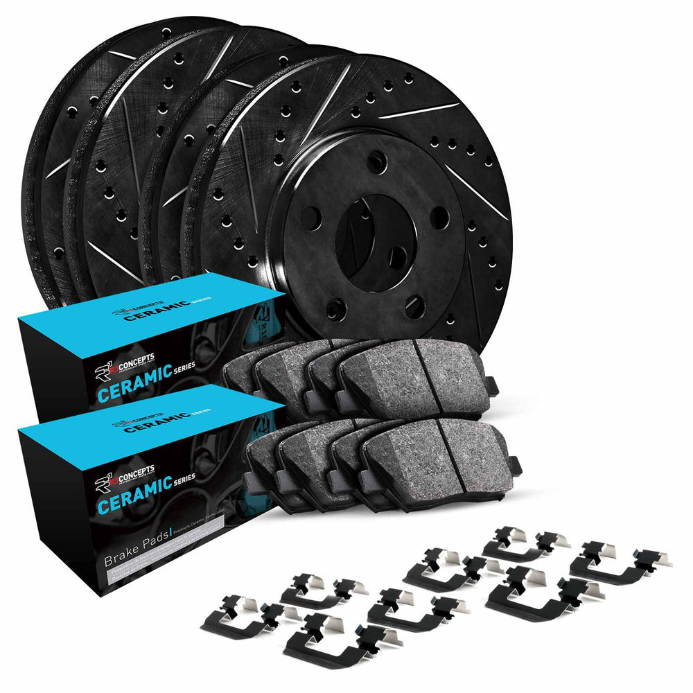 R1 E- Line Series Brake Rotor - D/S - Black w/ Ceramic Pads Hdw Fits Buick Verano