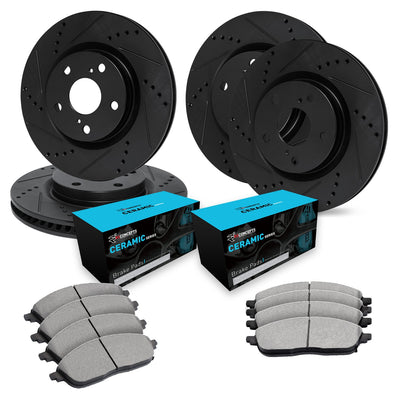 R1 E- Line Series Brake Rotor - D/S - Black w/ Ceramic Pads Fits Buick Regal