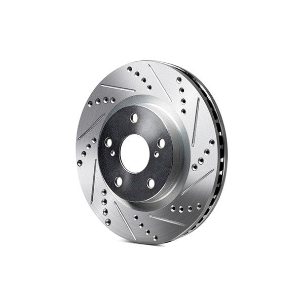 R1 24-25 Lexus TX500h Rear Left Drilled & Slotted Black Brake Rotor