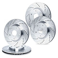 R1 94-04 Ford Mustang Front & Rear Drilled & Slotted Silver Brake Rotor Set