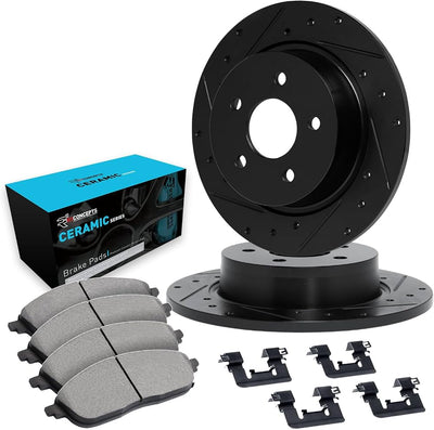 R1 E- Line Series Brake Rotor - D/S - Black w/ Ceramic Pads Hdw Fits Honda Odyssey