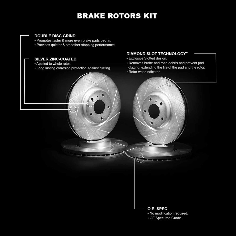 R1 Concepts Brake Rotor- Slotted - Silver Fits Nissan Sentra