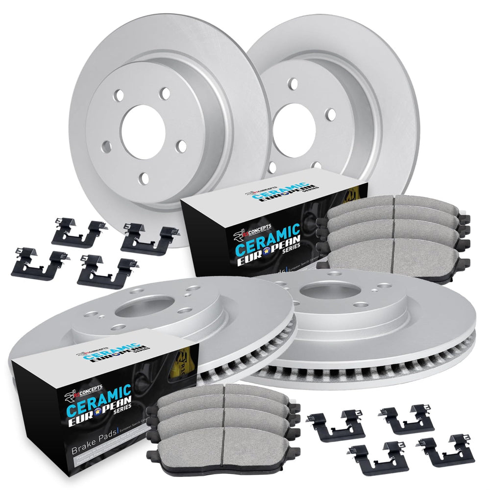 R1 Concepts Brake Rotors - Carbon Coated w/ Euro Ceramic Pads Hdw Fits Volkswagen Bora