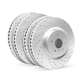 R1 14-18 Ford Focus Front & Rear Drilled & Slotted Carbon Coated Brake Rotor Set
