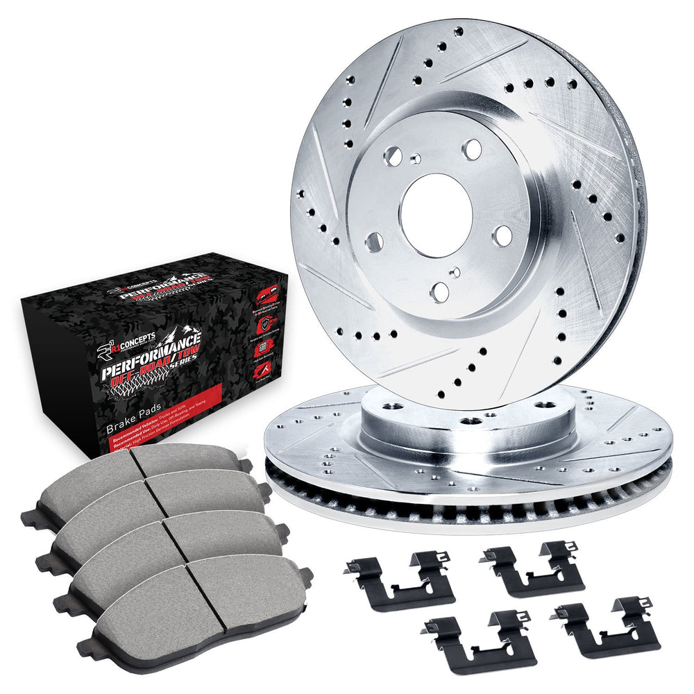 R1 07-22 Lexus LX570 Front Drill/Slot Silver Rotors w/Off-Road/Tow Pads