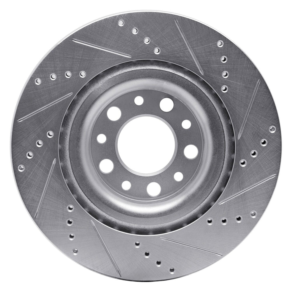 R1 2017-2025 Alfa Romeo Stelvio Rear Left Drilled & Slotted Silver Brake Rotor