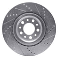 R1 2017-2025 Alfa Romeo Stelvio Rear Left Drilled & Slotted Silver Brake Rotor