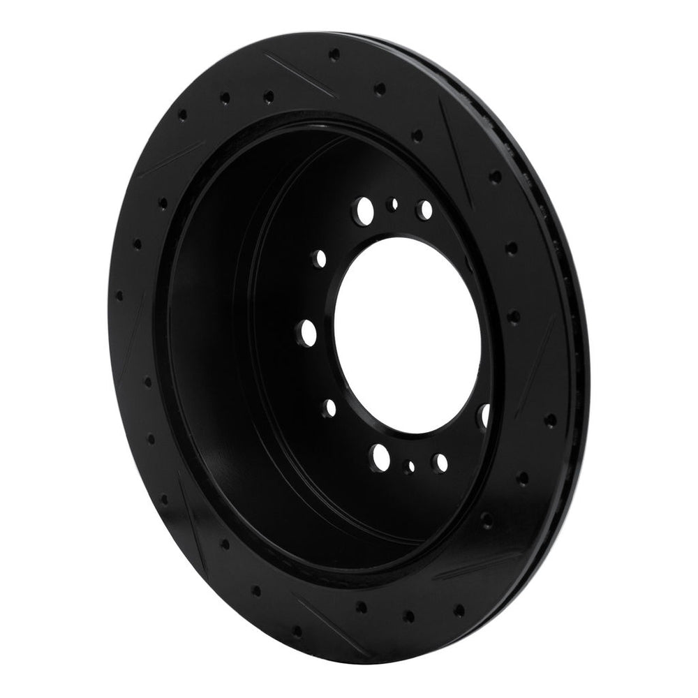 R1 07-22 Lexus LX570 Rear Left Drilled & Slotted Black Brake Rotor