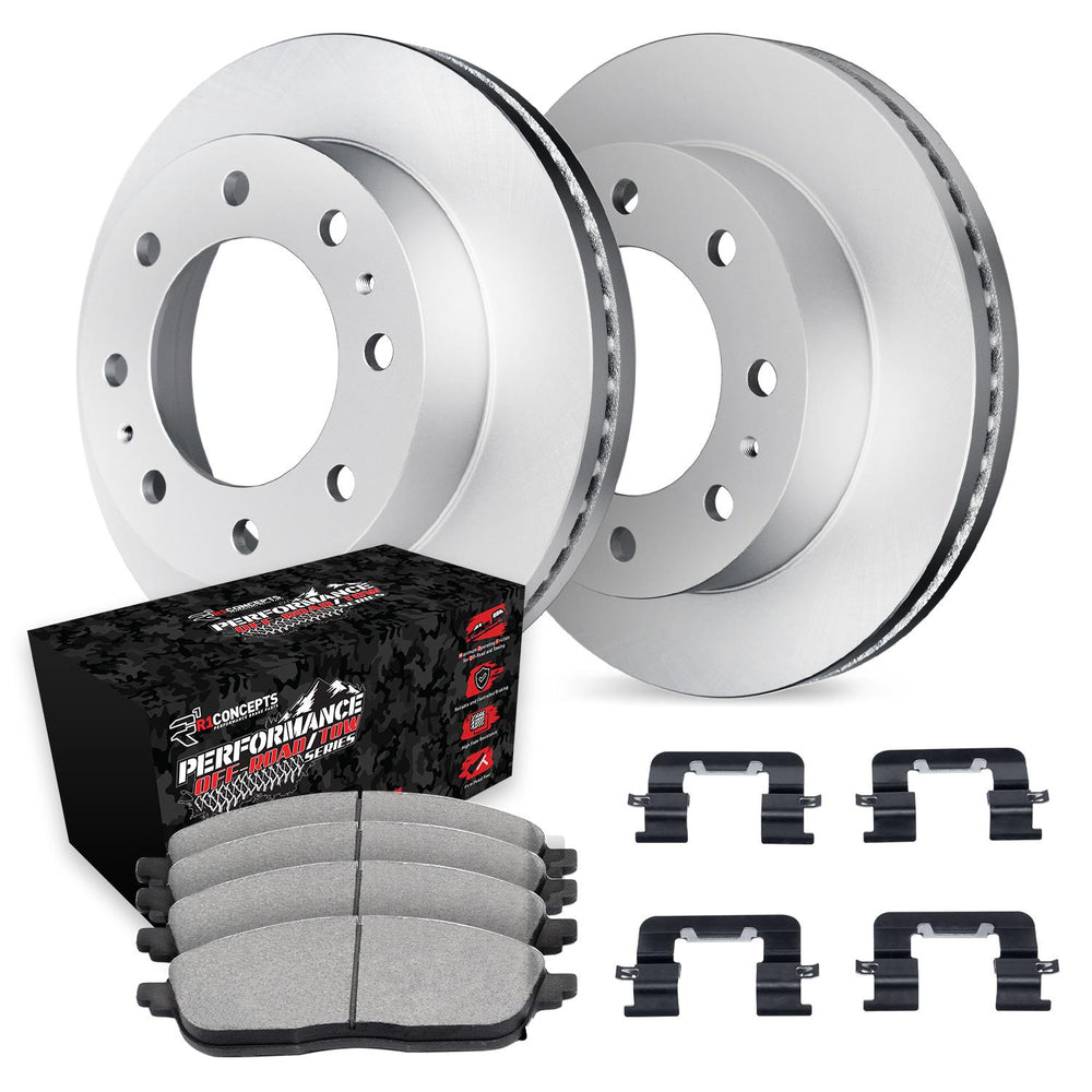 R1 Concepts Carbon Series Brake Rotors - Perf Off-Road/Tow Pads - Hdw Fits Dodge Ram