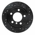 R1 11-16 Mini Cooper Countryman Rear Right Drilled & Slotted Black Brake Rotor