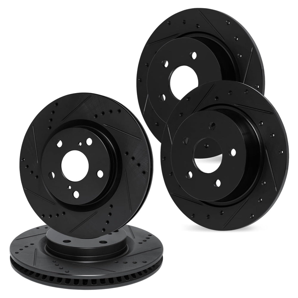 R1 17-25 Subaru BRZ Front & Rear Drilled & Slotted Black Brake Rotor Set