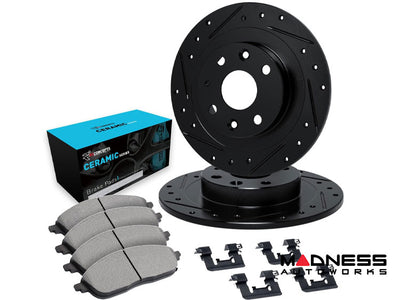 R1 E- Line Series Brake Rotor - D/S - Black w/ Ceramic Pads Hdw Fits Fiat 124