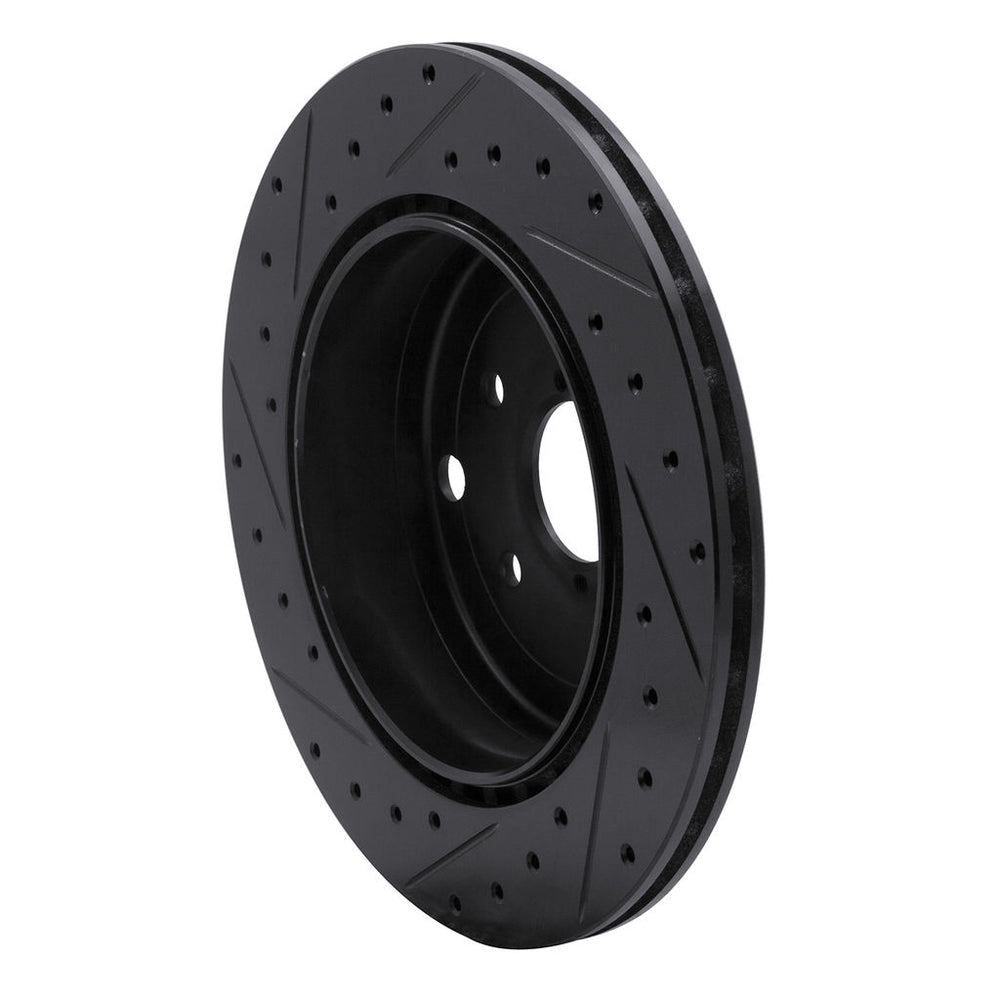 R1 08-20 Subaru Impreza Rear Right Drilled & Slotted Black Brake Rotor