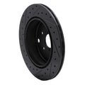 R1 08-20 Subaru Impreza Rear Right Drilled & Slotted Black Brake Rotor