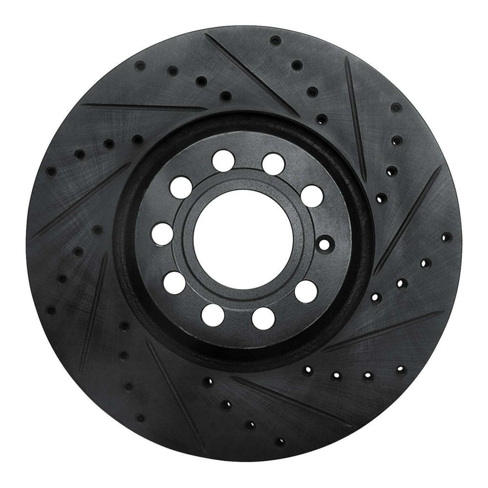R1 Concepts Brake Rotor Drilled and Slotted Silver Fits Audi A4
