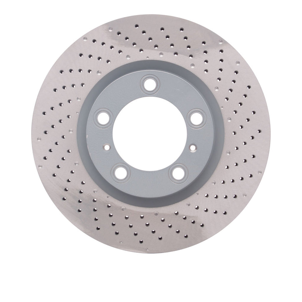 R1 Concepts Hi-Carbon Alloy GEOMET Coated Rotor - Drilled Fits Porsche 718
