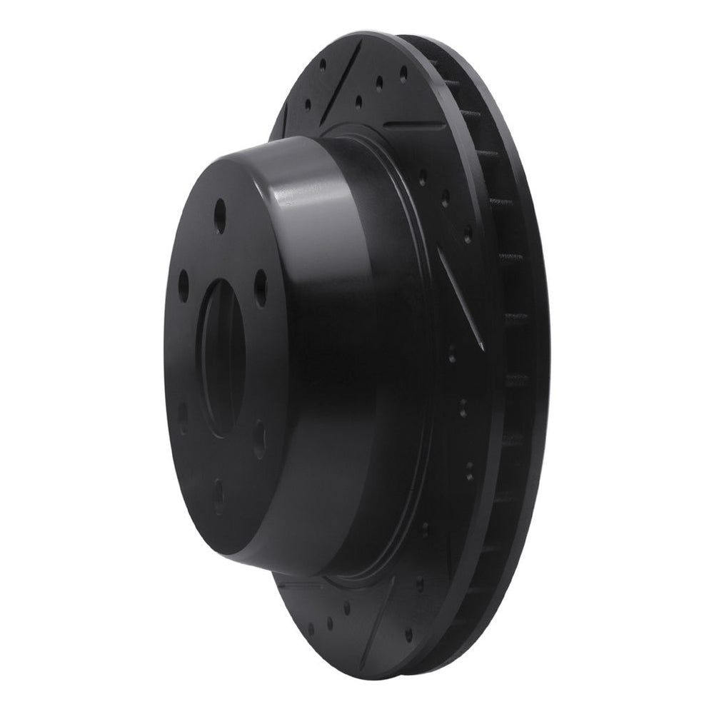 R1 00-14 Cadillac Escalade EXT Rear Left Drilled & Slotted Black Brake Rotor