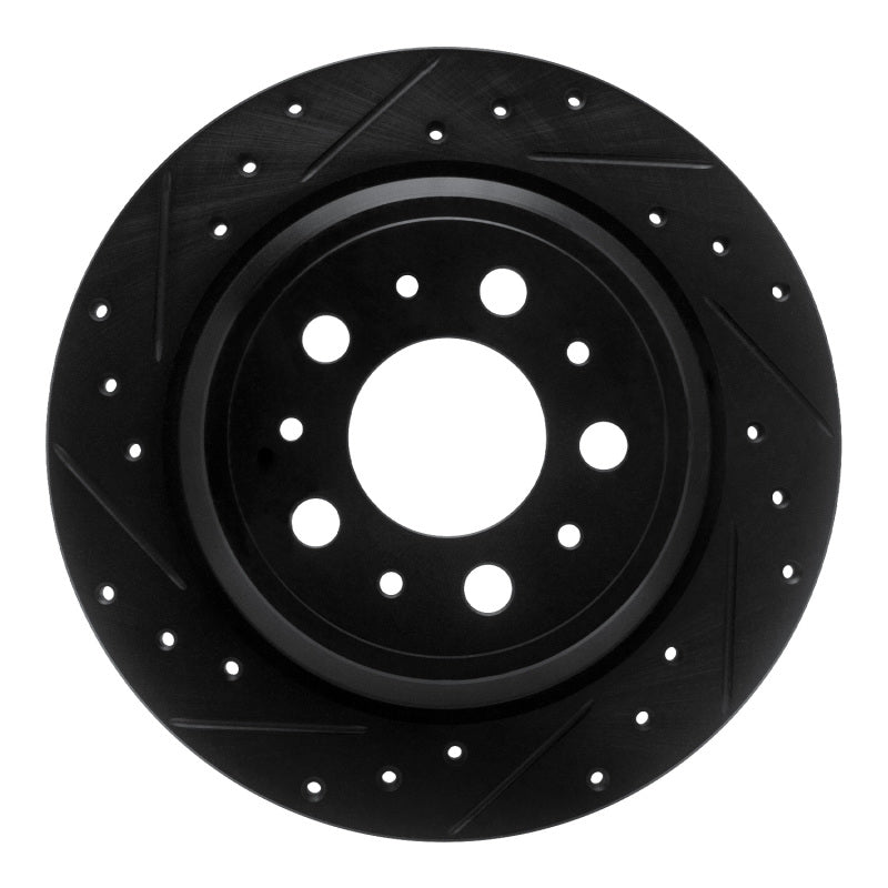 R1 99-00 Volvo V70 Rear Left Drilled & Slotted Black Brake Rotor
