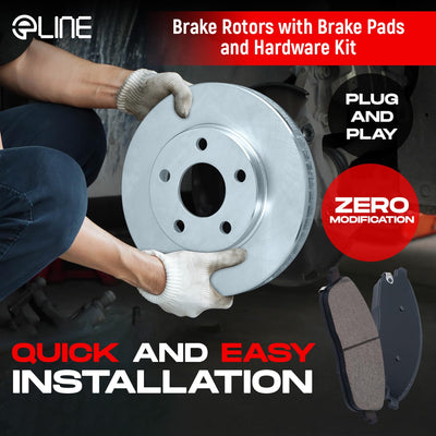 R1 Concepts E- Line Series Brake Rotor with Ceramic Brake Pads Hdw Fits Ford Taurus