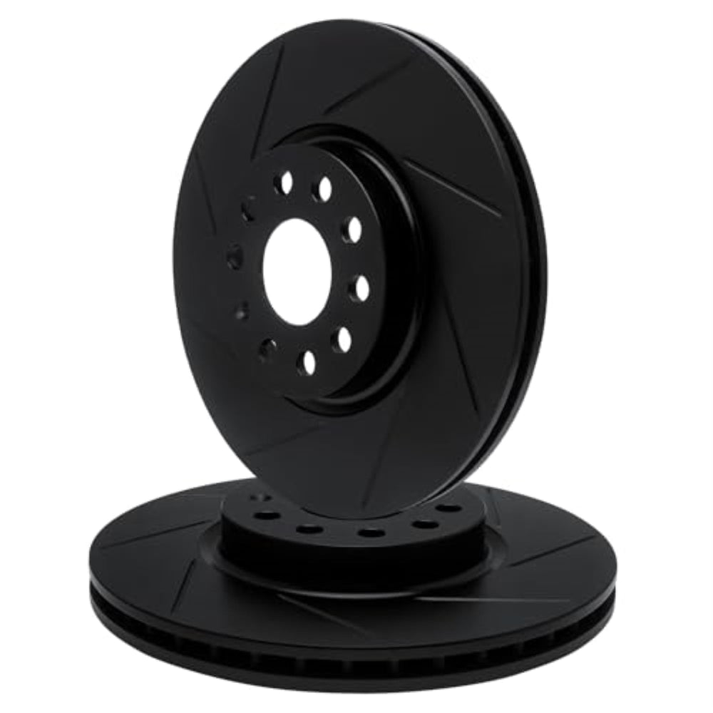 R1 Concepts Brake Rotor- Slotted - Black Fits Honda CR-Z