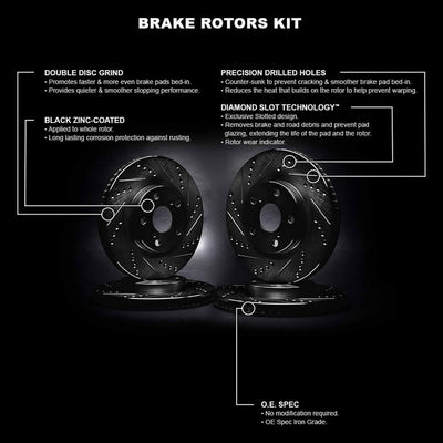R1 Concepts Brake Rotor- D/S - Black Fits Subaru Baja