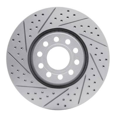 R1 Concepts Brake Rotor Drilled and Slotted Silver Fits Audi A4