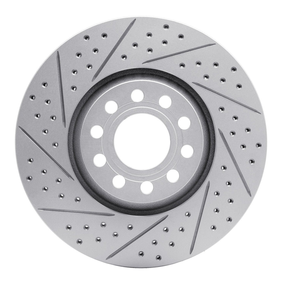 R1 Concepts Brake Rotor Drilled and Slotted Silver Fits Audi A4