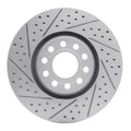 R1 Concepts Brake Rotor Drilled and Slotted Silver Fits Audi A4
